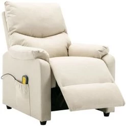 LES TENDANCES Fauteuil Inclinable De Massage Crème Tissu 11 LES TENDANCES Fauteuil Inclinable De Massage Crème Tissu -Pas Cher Fauteuil Magasin 66916302 5