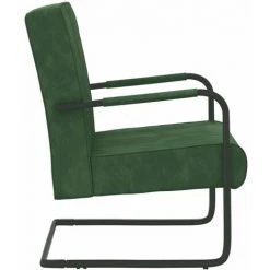 LES TENDANCES Chaise Cantilever Vert Foncé Velours -Pas Cher Fauteuil Magasin 66916842 3