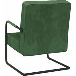 LES TENDANCES Chaise Cantilever Vert Foncé Velours -Pas Cher Fauteuil Magasin 66916842 4