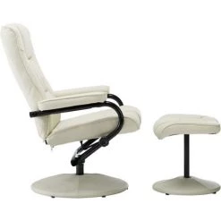 LES TENDANCES Fauteuil TV Avec Repose-pied Crème Similicuir -Pas Cher Fauteuil Magasin 66916846 3