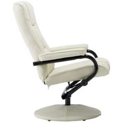 LES TENDANCES Fauteuil TV Avec Repose-pied Crème Similicuir -Pas Cher Fauteuil Magasin 66916846 4
