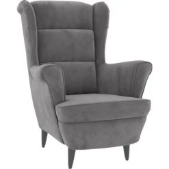 LES TENDANCES Fauteuil Gris Clair Velours 8 LES TENDANCES Fauteuil Gris Clair Velours -Pas Cher Fauteuil Magasin 66916945 2