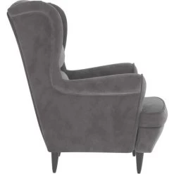 LES TENDANCES Fauteuil Gris Clair Velours 10 LES TENDANCES Fauteuil Gris Clair Velours -Pas Cher Fauteuil Magasin 66916945 4