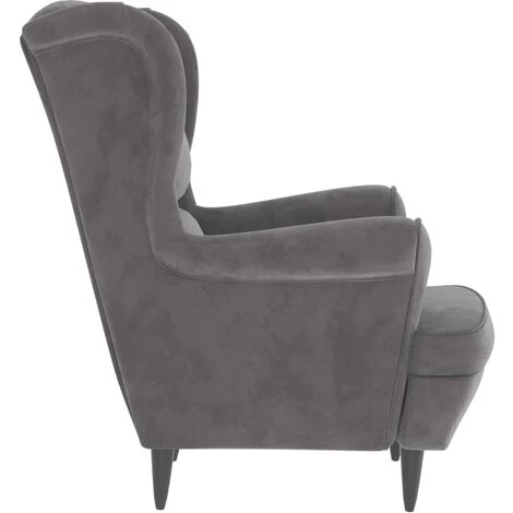 LES TENDANCES Fauteuil Gris Clair Velours 6 LES TENDANCES Fauteuil Gris Clair Velours – Image 4