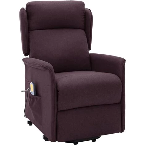 LES TENDANCES Fauteuil De Massage Inclinable Violet Tissu 5 LES TENDANCES Fauteuil De Massage Inclinable Violet Tissu – Image 3