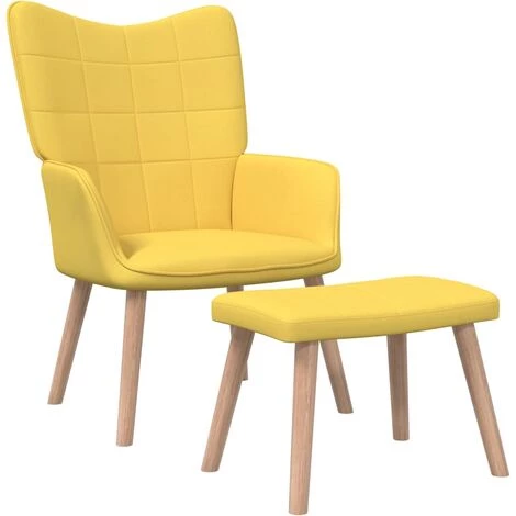 LES TENDANCES Chaise De Relaxation Tabouret 62x68,5x96cm Jaune Moutarde Tissu 3 LES TENDANCES Chaise De Relaxation Tabouret 62x68,5x96cm Jaune Moutarde Tissu