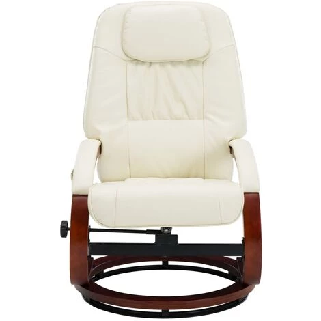 LES TENDANCES Fauteuil De Massage Avec Repose-pied Blanc Cassé Similicuir 7 LES TENDANCES Fauteuil De Massage Avec Repose-pied Blanc Cassé Similicuir – Image 5