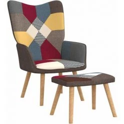 LES TENDANCES Chaise De Relaxation Avec Repose-pied Patchwork Tissu