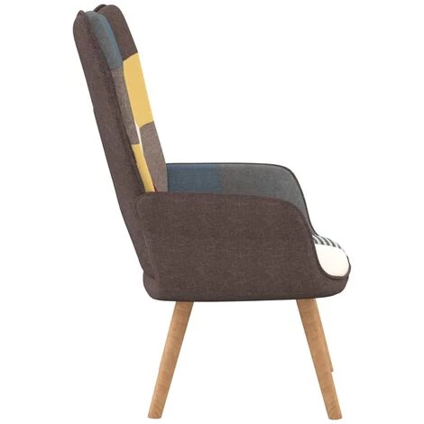 LES TENDANCES Chaise De Relaxation Patchwork Tissu 5 LES TENDANCES Chaise De Relaxation Patchwork Tissu – Image 3