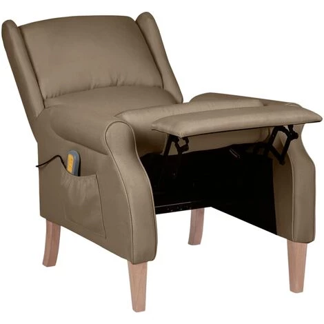 LES TENDANCES Fauteuil De Massage Inclinable Taupe Tissu 7 LES TENDANCES Fauteuil De Massage Inclinable Taupe Tissu – Image 5
