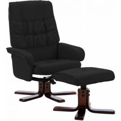 LES TENDANCES Fauteuil Inclinable Avec Repose-pied Noir Similicuir 8 LES TENDANCES Fauteuil Inclinable Avec Repose-pied Noir Similicuir -Pas Cher Fauteuil Magasin 66919963 2