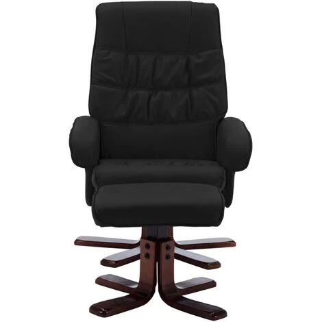 LES TENDANCES Fauteuil Inclinable Avec Repose-pied Noir Similicuir 5 LES TENDANCES Fauteuil Inclinable Avec Repose-pied Noir Similicuir – Image 3