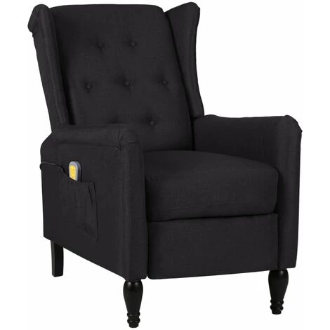 LES TENDANCES Fauteuil De Massage Inclinable Noir Tissu Bergan 3 LES TENDANCES Fauteuil De Massage Inclinable Noir Tissu Bergan