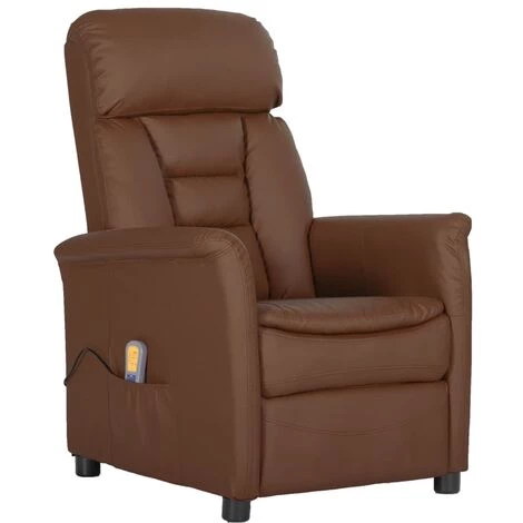 LES TENDANCES Fauteuil De Massage Inclinable Marron Similicuir 3 LES TENDANCES Fauteuil De Massage Inclinable Marron Similicuir