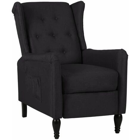 LES TENDANCES Fauteuil Inclinable Noir Tissu 3 LES TENDANCES Fauteuil Inclinable Noir Tissu