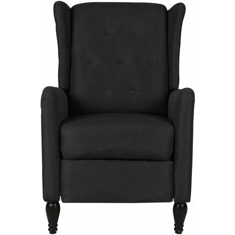LES TENDANCES Fauteuil Inclinable Noir Tissu 5 LES TENDANCES Fauteuil Inclinable Noir Tissu – Image 3