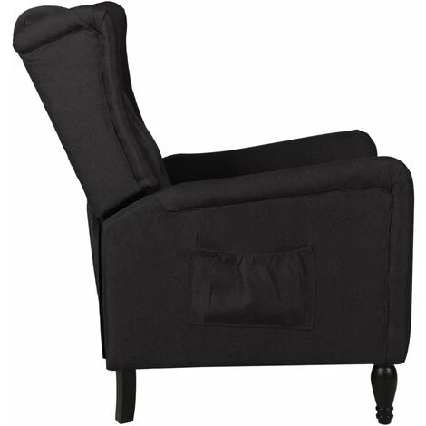 LES TENDANCES Fauteuil Inclinable Noir Tissu 6 LES TENDANCES Fauteuil Inclinable Noir Tissu – Image 4