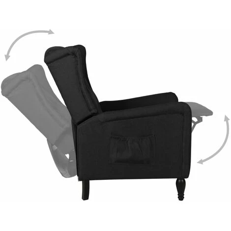 LES TENDANCES Fauteuil Inclinable Noir Tissu 7 LES TENDANCES Fauteuil Inclinable Noir Tissu – Image 5
