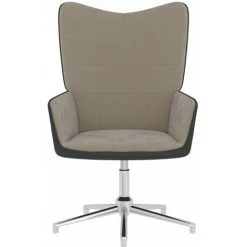 LES TENDANCES Chaise De Relaxation Gris Clair Velours Et PVC -Pas Cher Fauteuil Magasin 66922040 4