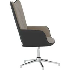 LES TENDANCES Chaise De Relaxation Gris Clair Velours Et PVC -Pas Cher Fauteuil Magasin 66922040 5