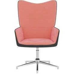 LES TENDANCES Chaise De Relaxation Rose Velours Et PVC -Pas Cher Fauteuil Magasin 66922084 4