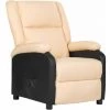 LES TENDANCES Fauteuil Inclinable TV Crème Similicuir Et Tissu