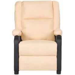 LES TENDANCES Fauteuil Inclinable TV Crème Similicuir Et Tissu -Pas Cher Fauteuil Magasin 66922943 2