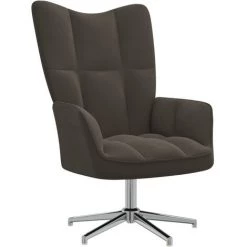 LES TENDANCES Chaise De Relaxation Gris Foncé Velours