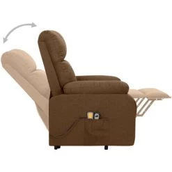 LES TENDANCES Fauteuil De Massage Inclinable Marron Tissu -Pas Cher Fauteuil Magasin 66925662 5