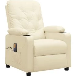 LES TENDANCES Fauteuil De Massage Inclinable Crème Similicuir