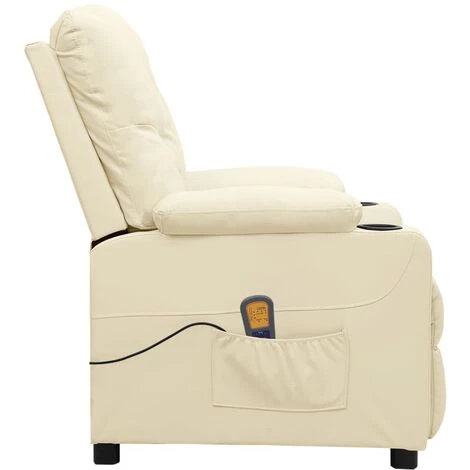 LES TENDANCES Fauteuil De Massage Inclinable Crème Similicuir 6 LES TENDANCES Fauteuil De Massage Inclinable Crème Similicuir – Image 4