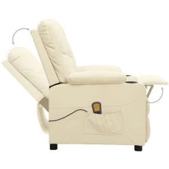 LES TENDANCES Fauteuil De Massage Inclinable Crème Similicuir 11 LES TENDANCES Fauteuil De Massage Inclinable Crème Similicuir -Pas Cher Fauteuil Magasin 66925810 5