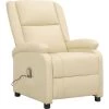 LES TENDANCES Fauteuil Releveur Inclinable De Massage Crème Cuir Véritable -Pas Cher Fauteuil Magasin 66927322 1