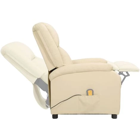 LES TENDANCES Fauteuil Releveur Inclinable De Massage Crème Cuir Véritable 7 LES TENDANCES Fauteuil Releveur Inclinable De Massage Crème Cuir Véritable – Image 5