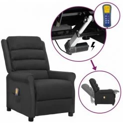 LES TENDANCES Fauteuil Releveur Inclinable De Massage Noir Similicuir