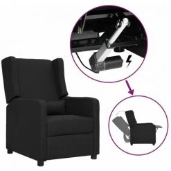 LES TENDANCES Fauteuil Releveur Inclinable Noir Tissu