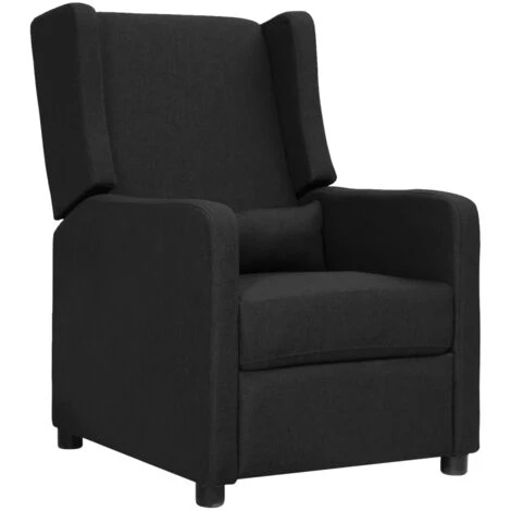 LES TENDANCES Fauteuil Releveur Inclinable Noir Tissu 4 LES TENDANCES Fauteuil Releveur Inclinable Noir Tissu – Image 2