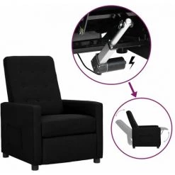 LES TENDANCES Fauteuil Releveur Inclinable Noir Tissu