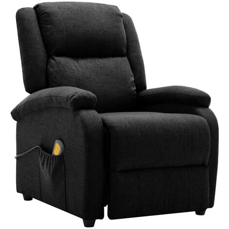 LES TENDANCES Fauteuil De Massage Inclinable électrique Noir Tissu 4 LES TENDANCES Fauteuil De Massage Inclinable électrique Noir Tissu – Image 2