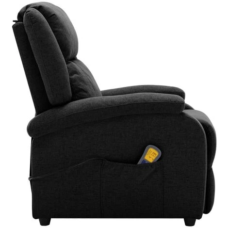 LES TENDANCES Fauteuil De Massage Inclinable électrique Noir Tissu 6 LES TENDANCES Fauteuil De Massage Inclinable électrique Noir Tissu – Image 4