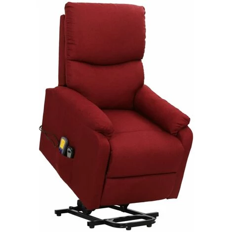 LES TENDANCES Fauteuil De Massage Inclinable Rouge Bordeaux Tissu 3 LES TENDANCES Fauteuil De Massage Inclinable Rouge Bordeaux Tissu