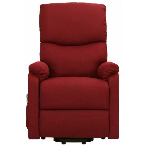 LES TENDANCES Fauteuil De Massage Inclinable Rouge Bordeaux Tissu 5 LES TENDANCES Fauteuil De Massage Inclinable Rouge Bordeaux Tissu – Image 3