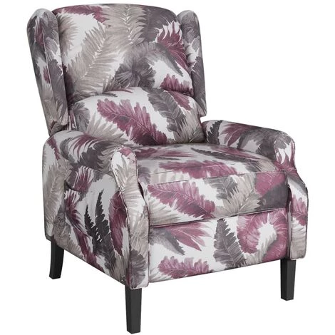 LES TENDANCES Fauteuil Inclinable Motif à Fleurs Tissu 4 LES TENDANCES Fauteuil Inclinable Motif à Fleurs Tissu – Image 2
