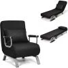 RELAX4LIFE Fauteuil Convertible, Canapé-Lit Pliable Avec Coussin, 2 Accoudoirs Et Dossier Réglable à 5 Positions, Housse Déhoussable Pour Bureau, Salon, Balcon, Noir/Gris Clair/Marron/Gris/Bleu (Noir)
