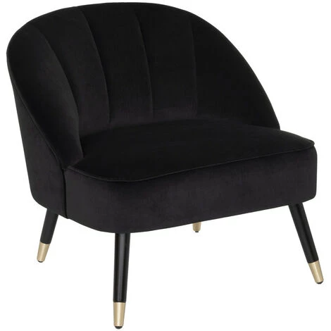 Atmosphera - Fauteuil En Velours Noir Et Pieds Bicolore - Noir 3 Atmosphera - Fauteuil En Velours Noir Et Pieds Bicolore - Noir