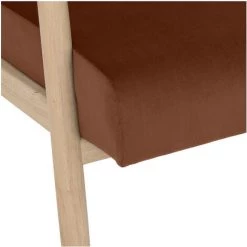 Atmosphera - Fauteuil En Velours Terracotta Et Pieds En Bois D'Hévéa - Terracotta -Pas Cher Fauteuil Magasin 67259318 2