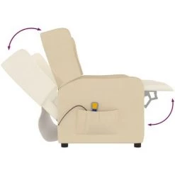 TRUE DEAL Fauteuil De Massage Inclinable à 2 Places Crème Tissu -Pas Cher Fauteuil Magasin 67293815 5