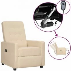 TRUE DEAL Fauteuil Inclinable électrique Crème Tissu