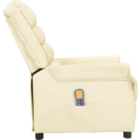TRUE DEAL Fauteuil Releveur Inclinable De Massage Crème Similicuir 6 TRUE DEAL Fauteuil Releveur Inclinable De Massage Crème Similicuir – Image 4