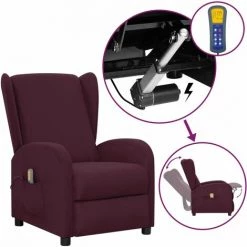 TRUE DEAL Fauteuil Releveur Inclinable De Massage Violet Tissu